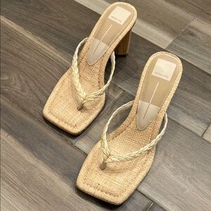 Dolce Vita & Devin Brugman Collab Raffia Woven Heeled Sandals Size 9 *Sold Out
